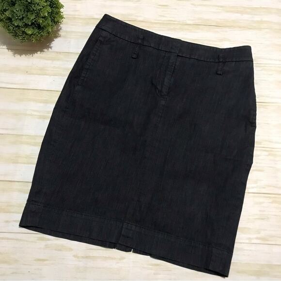 Ann Taylor Loft Dark Wash Denim Jean Chambray Pencil Skirt Women’s Size 4 - Picture 1 of 4